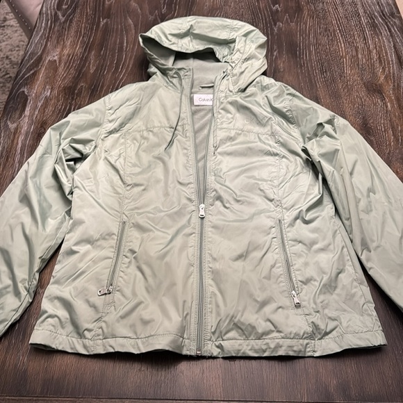 🟣 LIKE NEW! Calvin Klein Womens Zip Front Light Green Windbreaker size Large - Picture 4 of 8